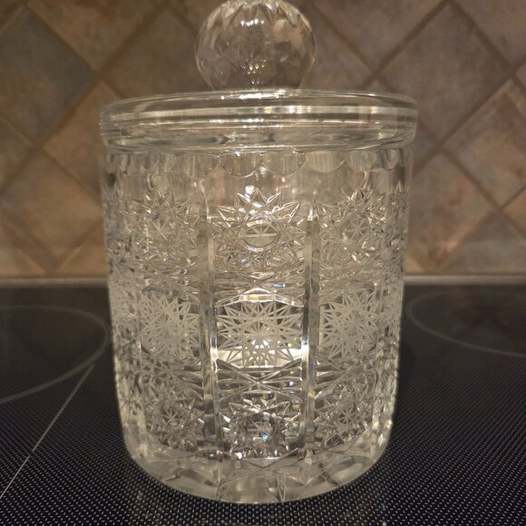 Beautiful Cut Crystal Jar With Lid - Picture 4 of 5